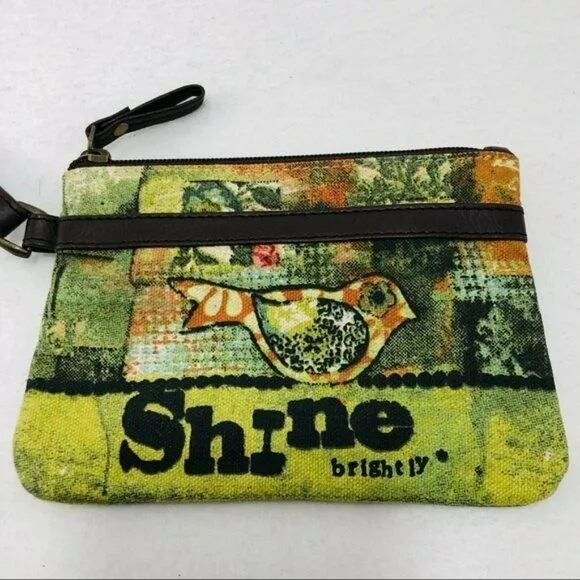 Demdaco Kelly Rae Roberts Clutch Wristlet Shine Brightly Small Zipper Handle Art - Picture 3 of 12